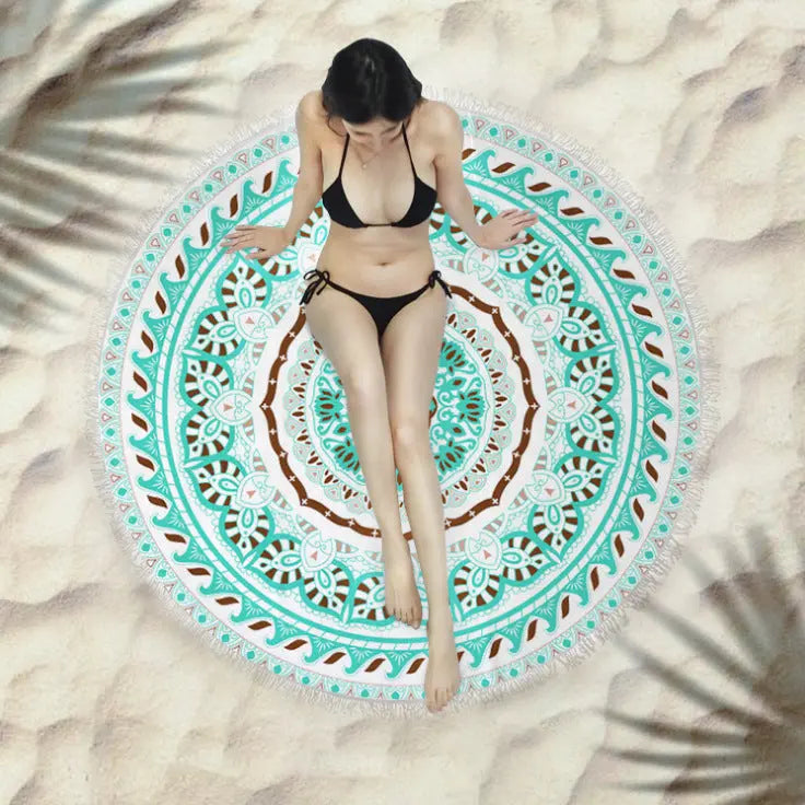 Serviette de Plage Ronde Soleil L-150X150cm