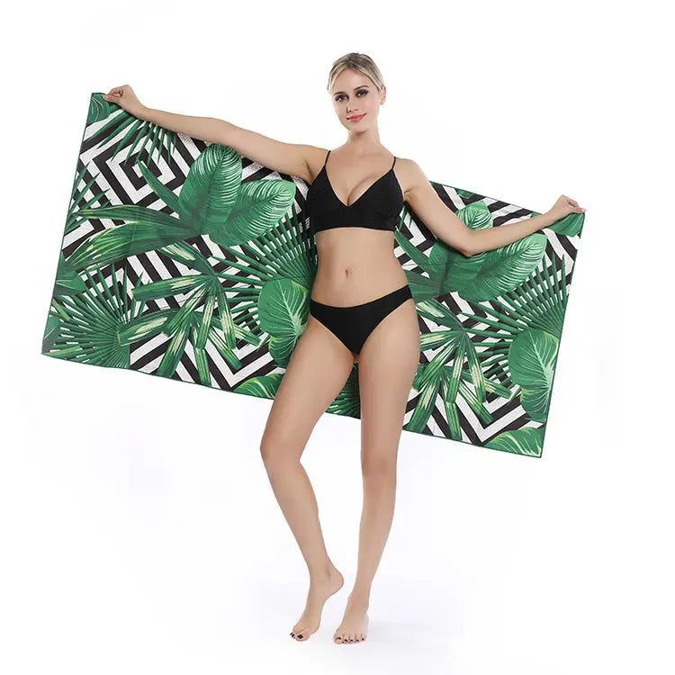 Serviette de Plage Séchage Rapide TULINO Green Leaf-80X160cm