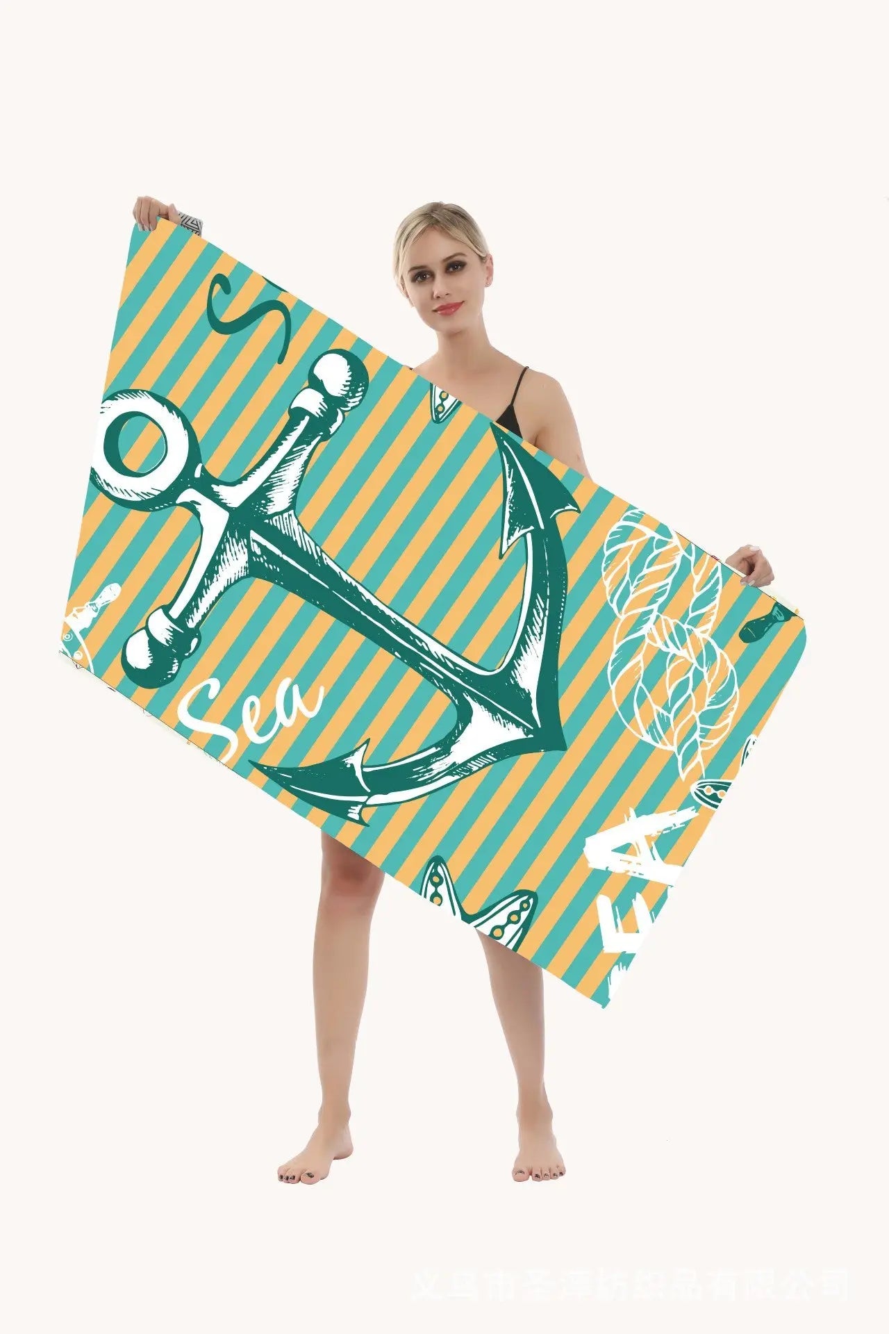 Serviette de Plage Séchage Rapide TULINO Green Boat Anchor-80X160cm