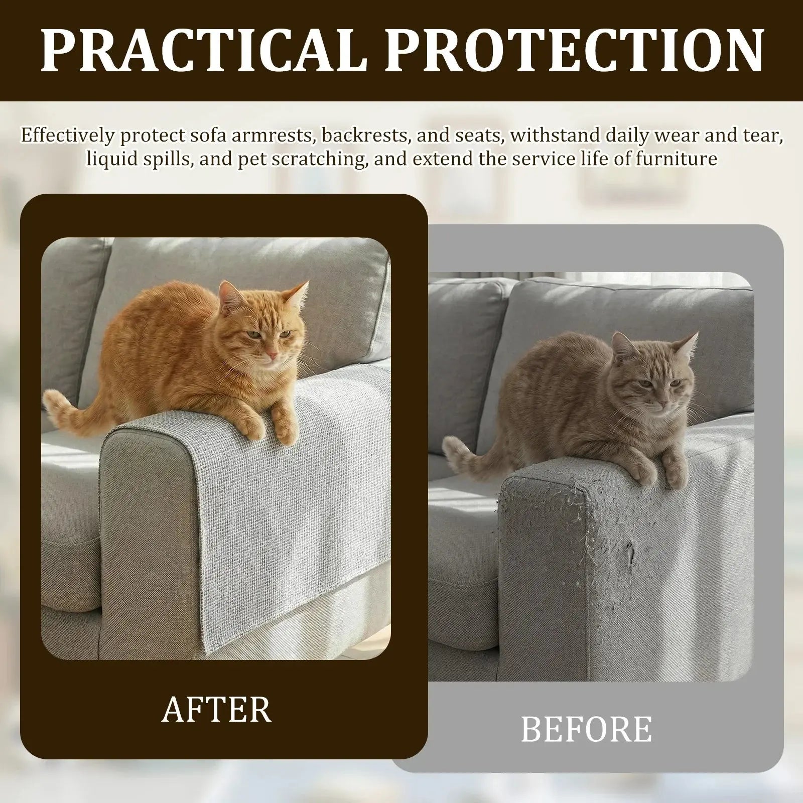 Housse accoudoir canapé ACCUDRY protection griffures chat chien — couleur gris clair