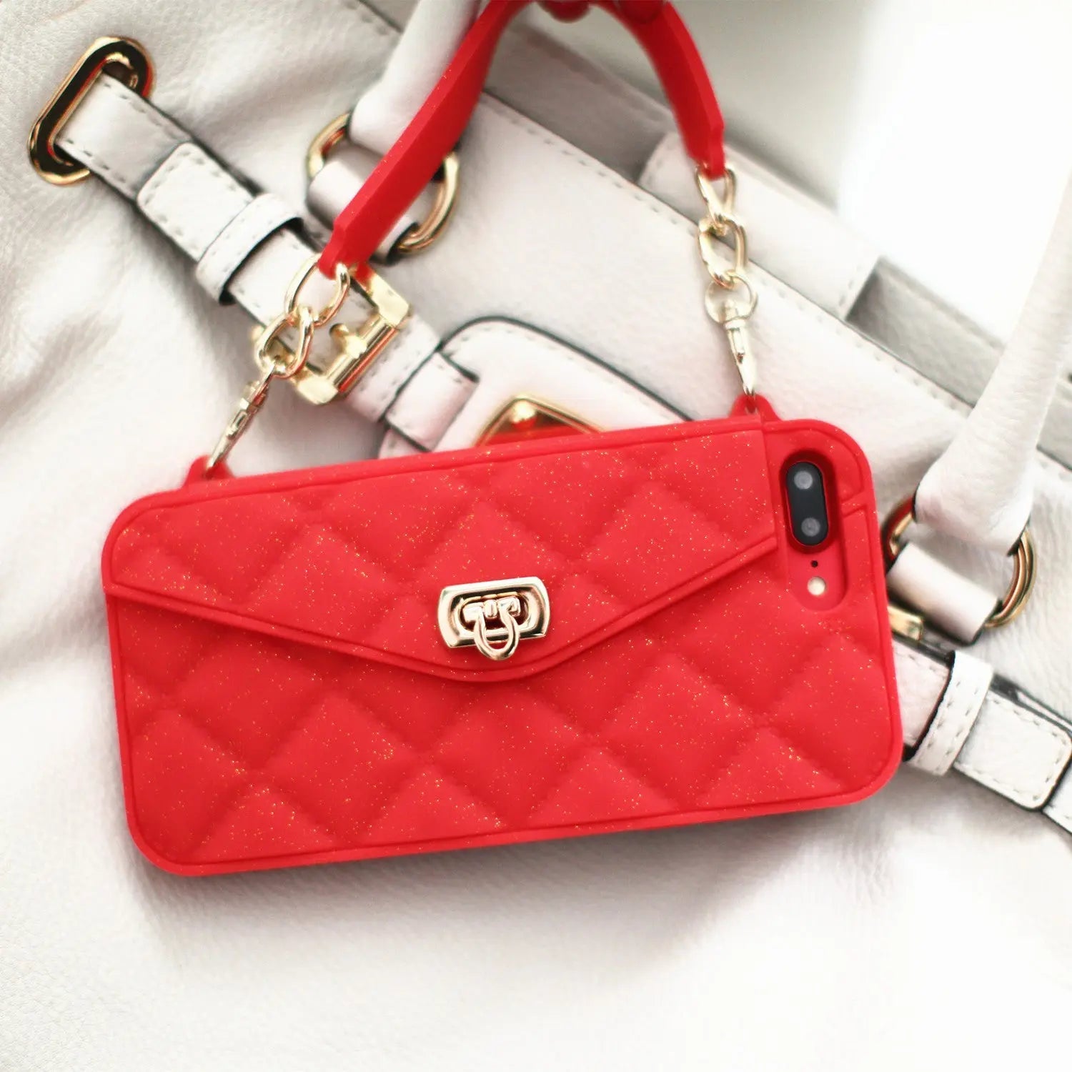 Coque Téléphone Chic FURENA Red-With card chain-Iphone 11