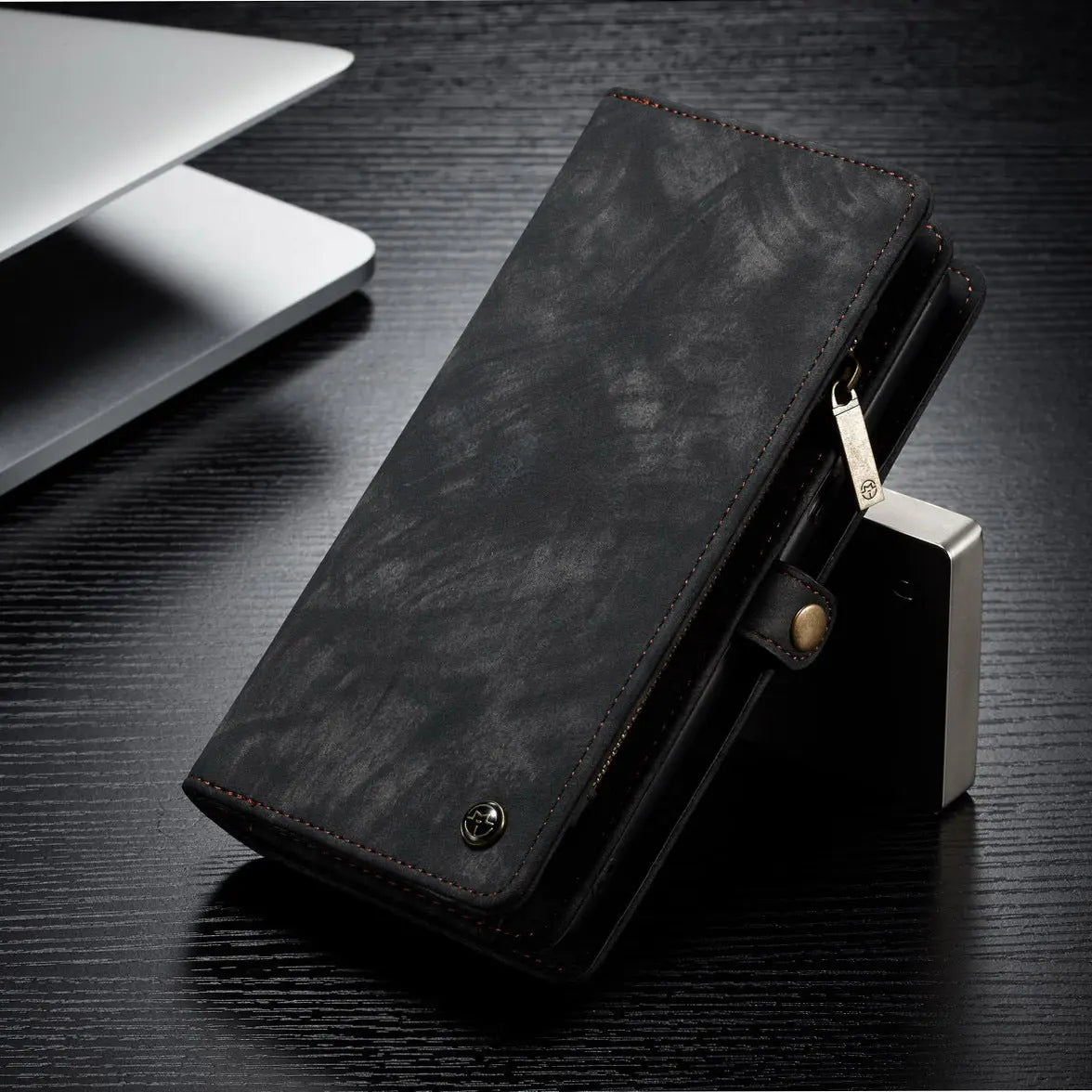 Coque Téléphone Cuir Amovible DARVIN Black-iPhoneX