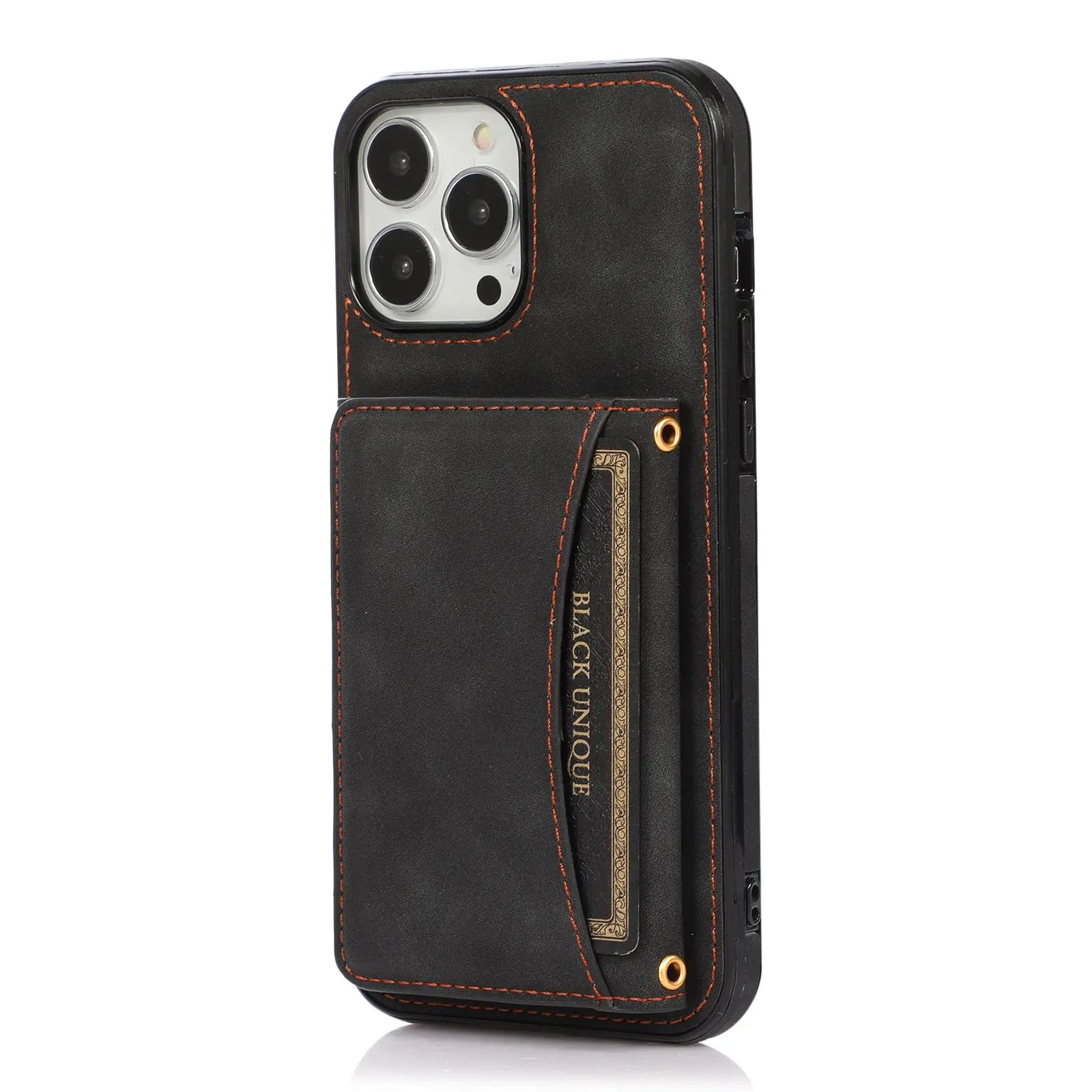 Coque Téléphone Cuir Anti-Choc TRIANA Black-Iphone12 12Pro