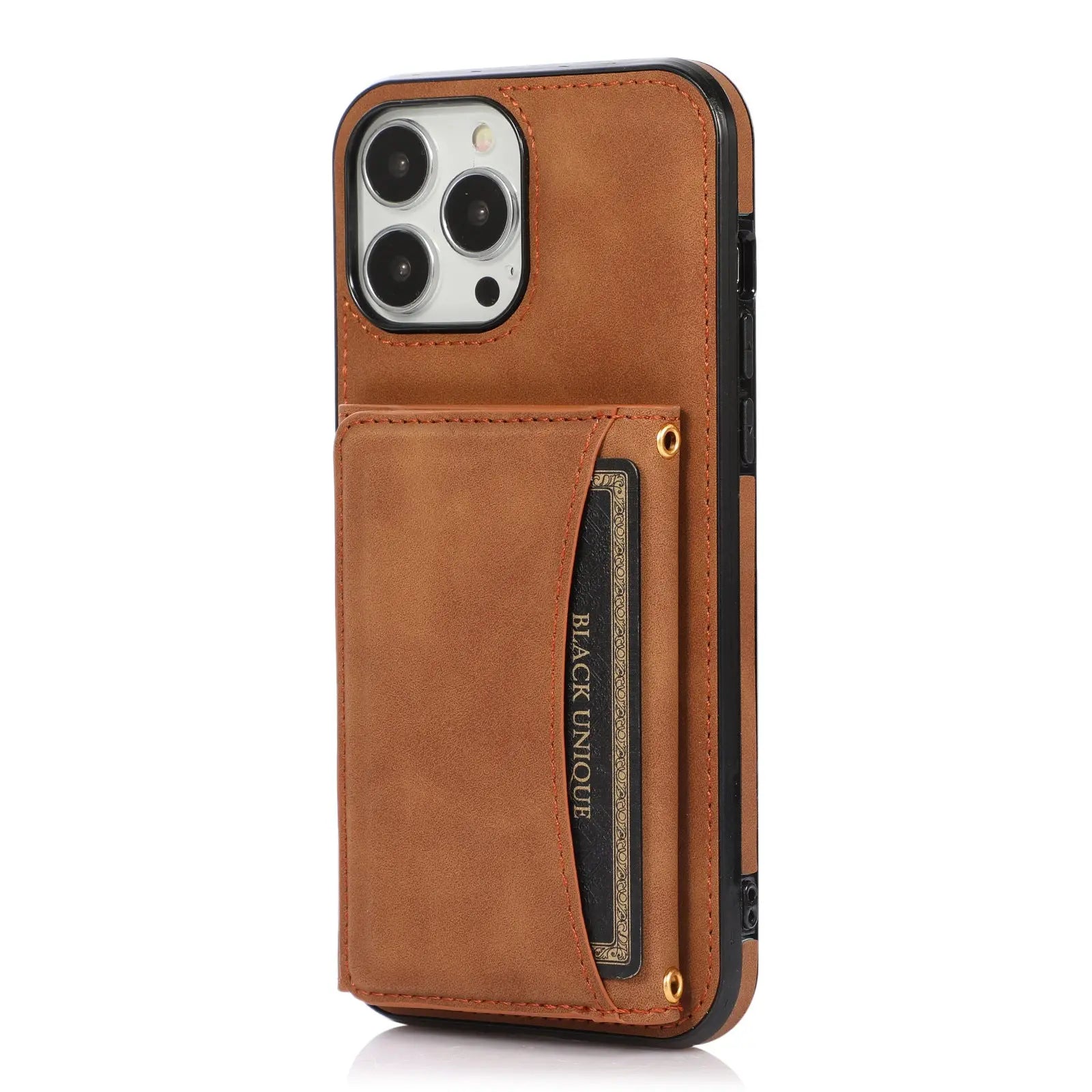 Coque Téléphone Cuir Anti-Choc TRIANA Brown-Iphone X XS