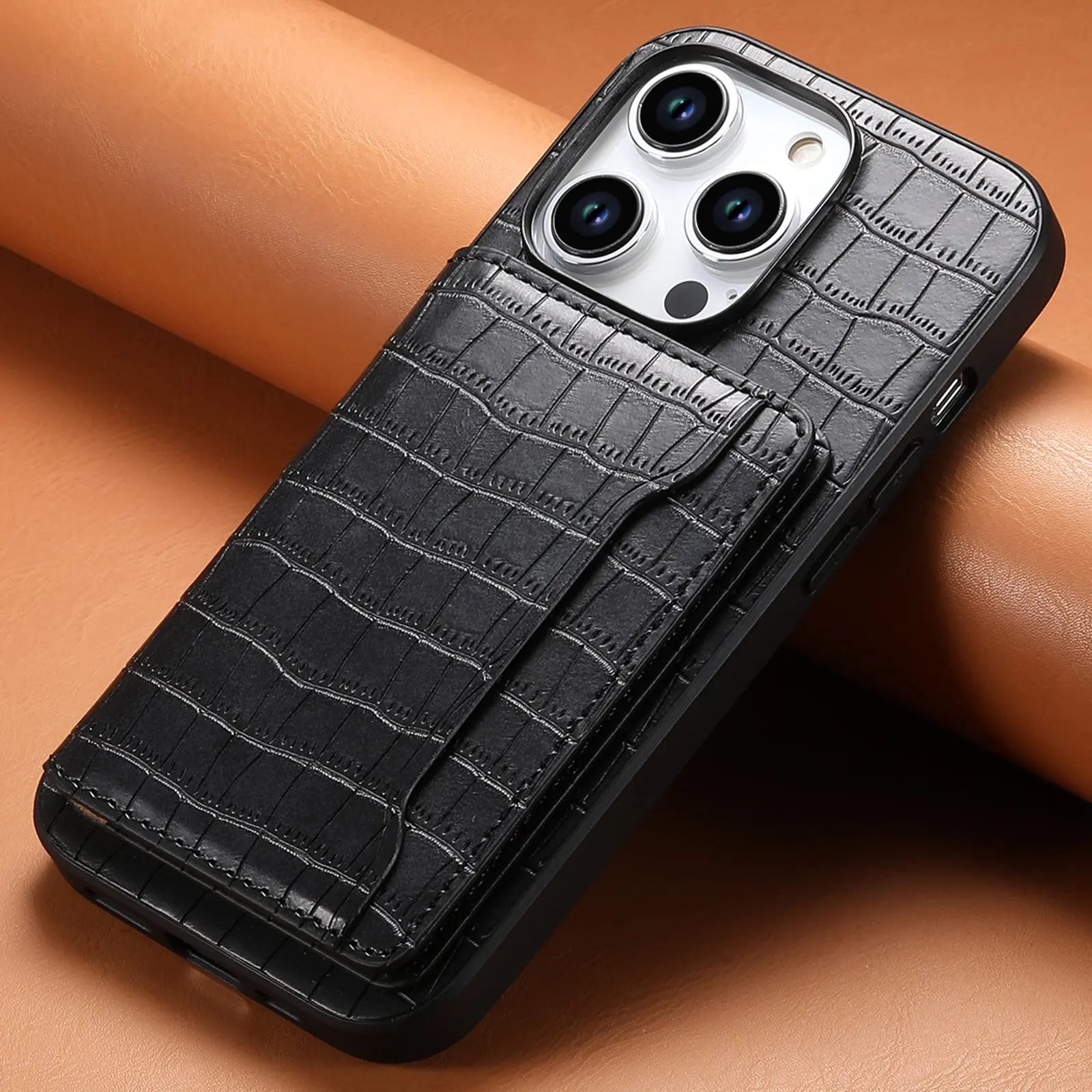 Coque Téléphone Cuir Magnétique BROSS 572 Black-iPhone16Plus