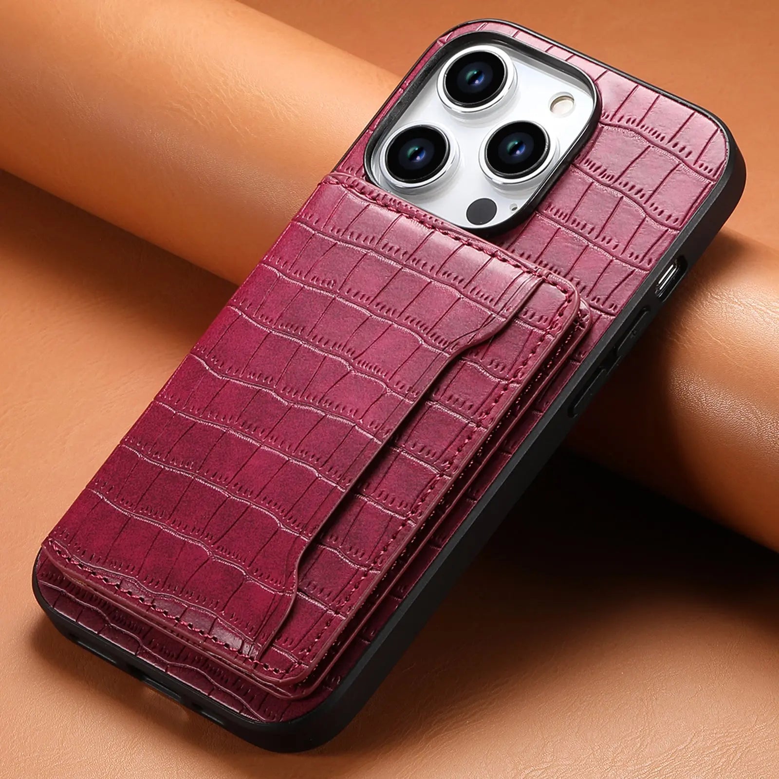 Coque Téléphone Cuir Magnétique BROSS 572 Rose Red-iPhone16ProMax