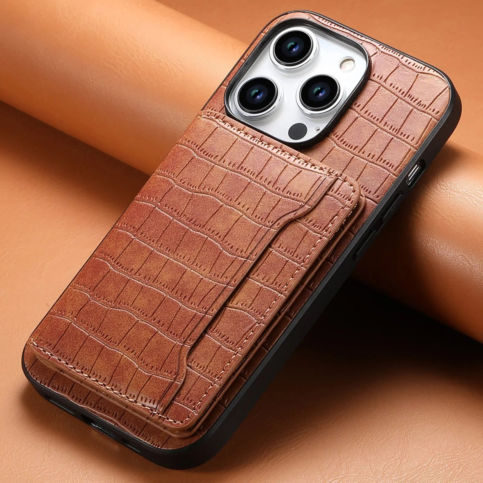Coque Téléphone Cuir Magnétique BROSS 572 Brown-iPhone16Pro