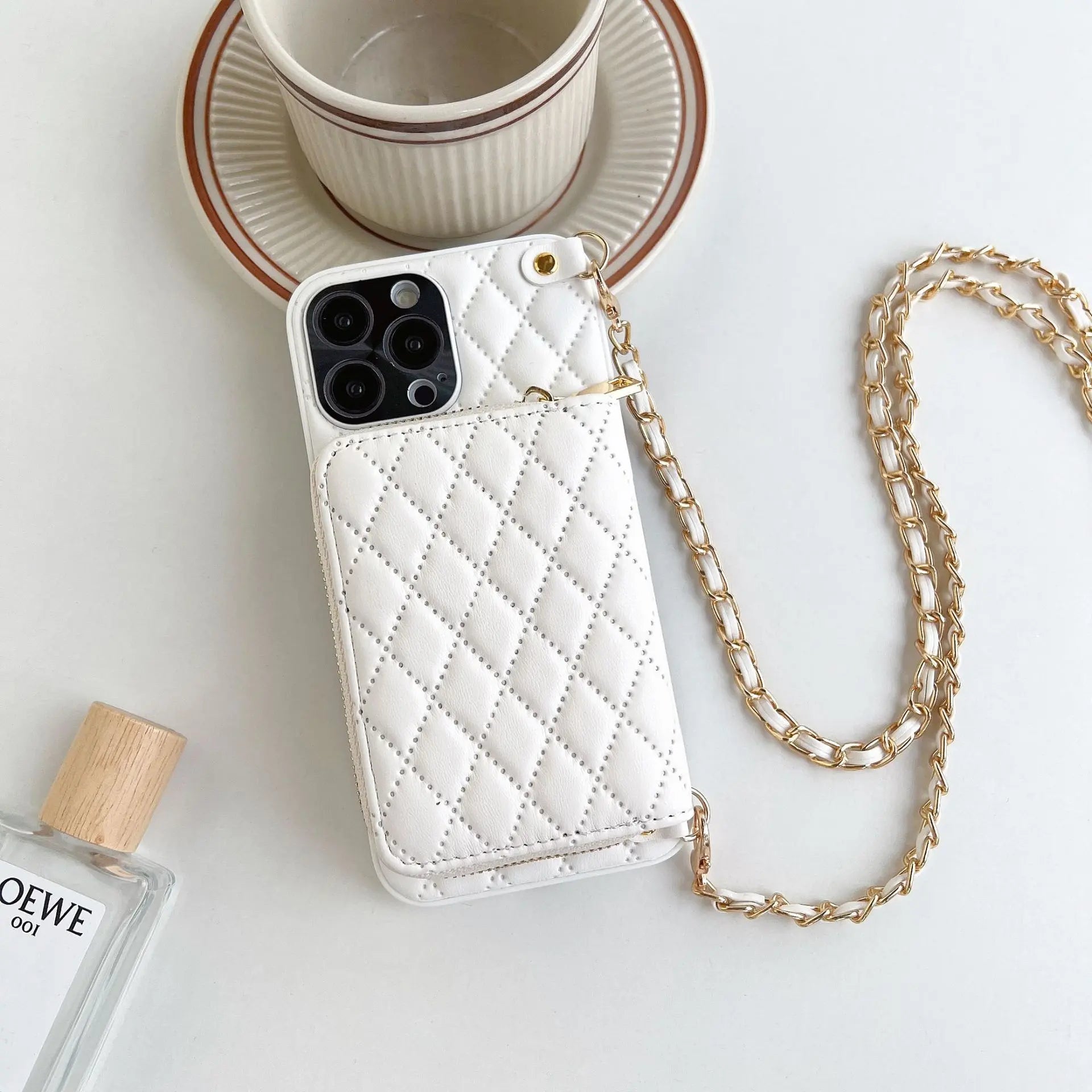 Coque Téléphone Luxe Lambskin RHOLO White-Apple 14plus