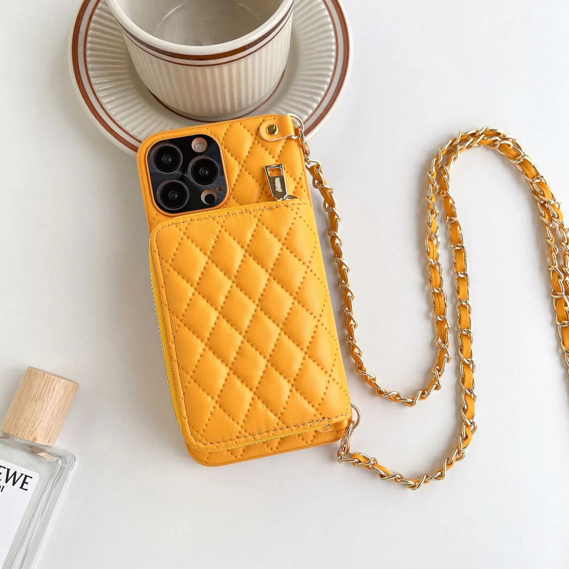 Coque Téléphone Luxe Lambskin RHOLO Yellow-Apple 15