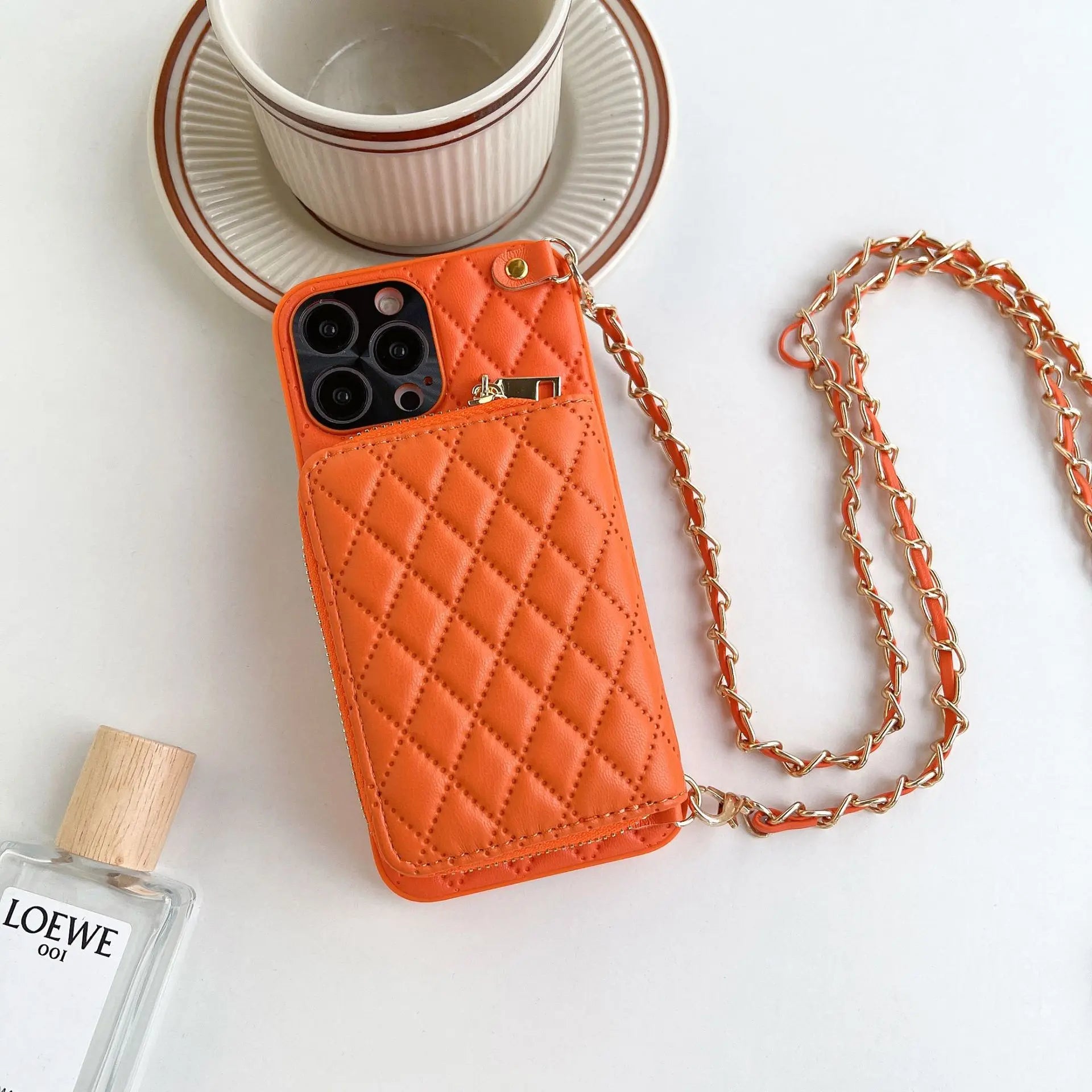 Coque Téléphone Luxe Lambskin RHOLO Orange-Apple 15