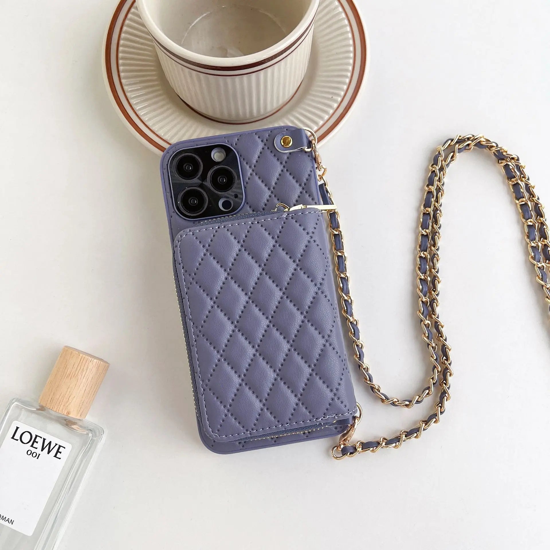 Coque Téléphone Luxe Lambskin RHOLO Lavender Gray-Apple 14promax