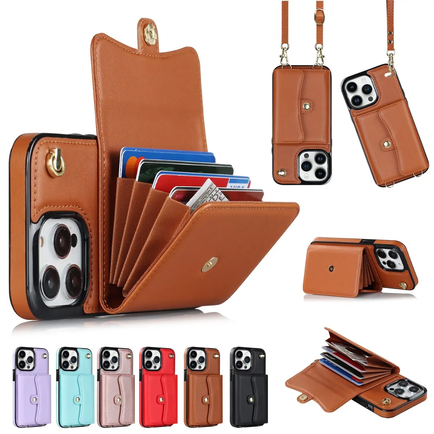 Coque Téléphone Multi-fonction NAPLI Brown-14PLUS