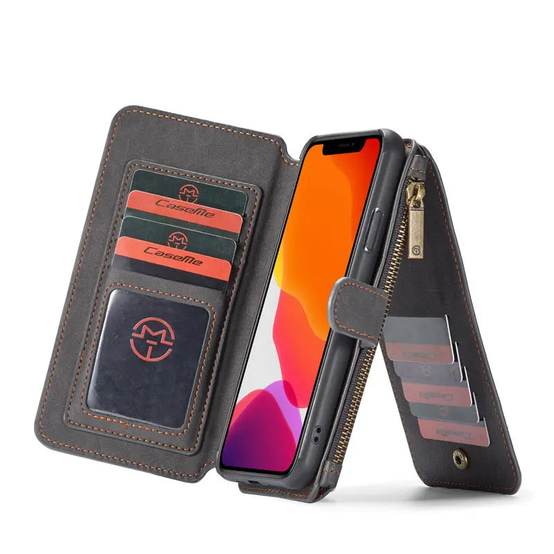 Coque Téléphone Portefeuille S8 ZARLUX Black-IPhone 12