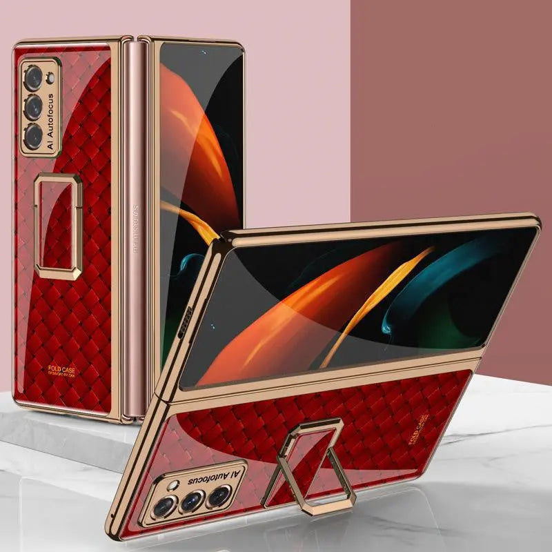 Coque Téléphone Verticale Lux CLCKQ Weave red pattern-SM Galaxy Z Fold2