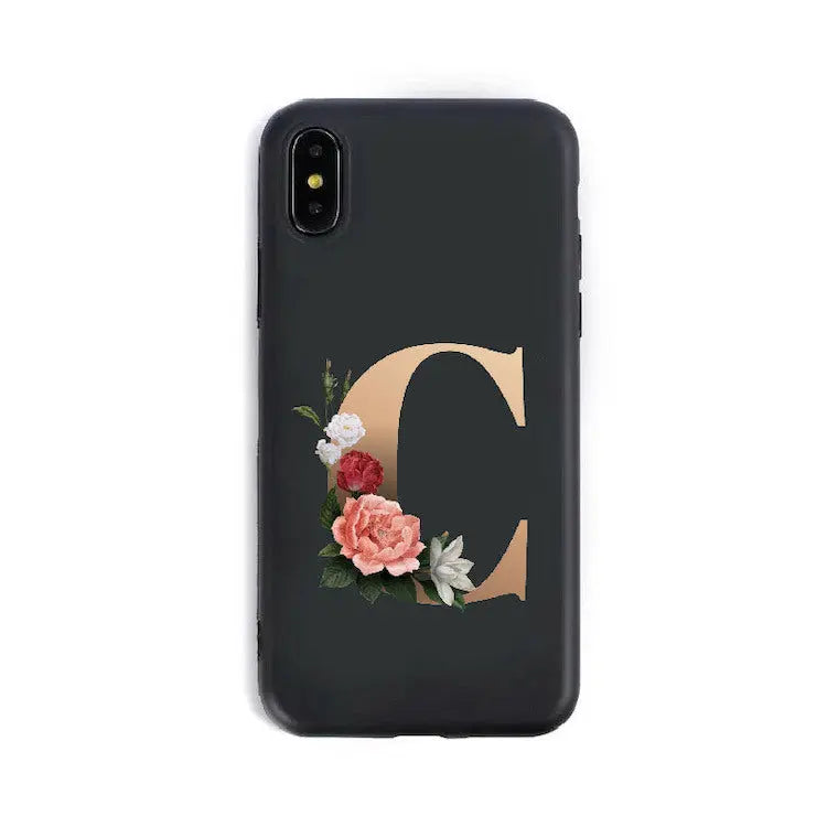 Coque de Téléphone Alphabet Fleuris ZYRA C-7 8