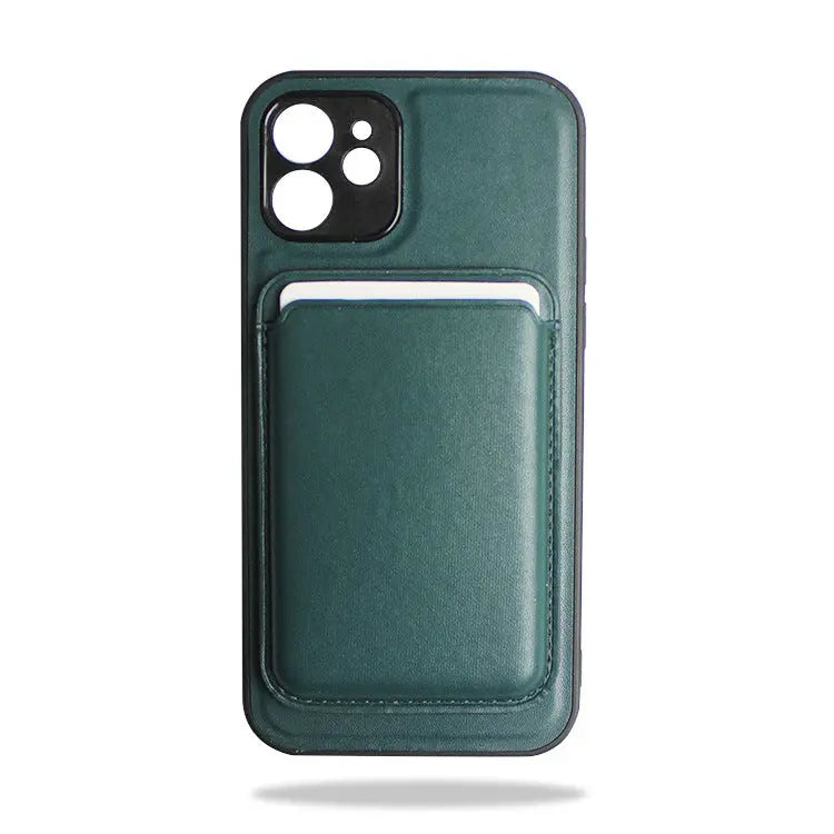 Coque de Téléphone Cuir MagSAM Green-iPhone12-With card holder