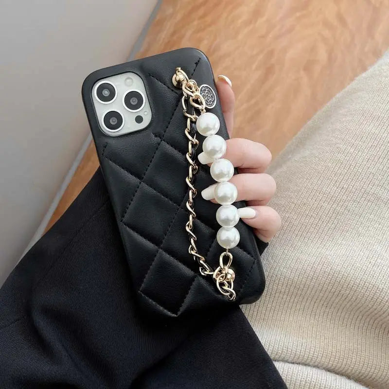 Coque de Téléphone Cuir Perle LUXANA Black-IPhone14 Max