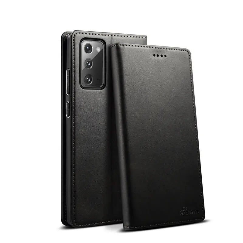 Coque de Téléphone Cuir Stand MARSEN Black-Samsung S20 6.2