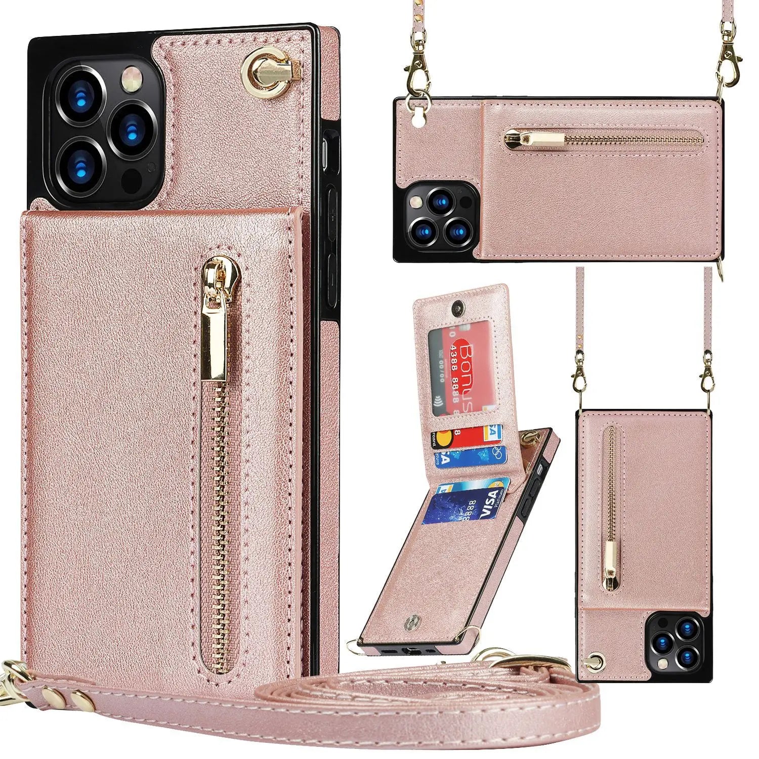 Coque de Téléphone Cuir Stylé ZYRAQ Rose Gold-Iphone6/ 7 / 8plus