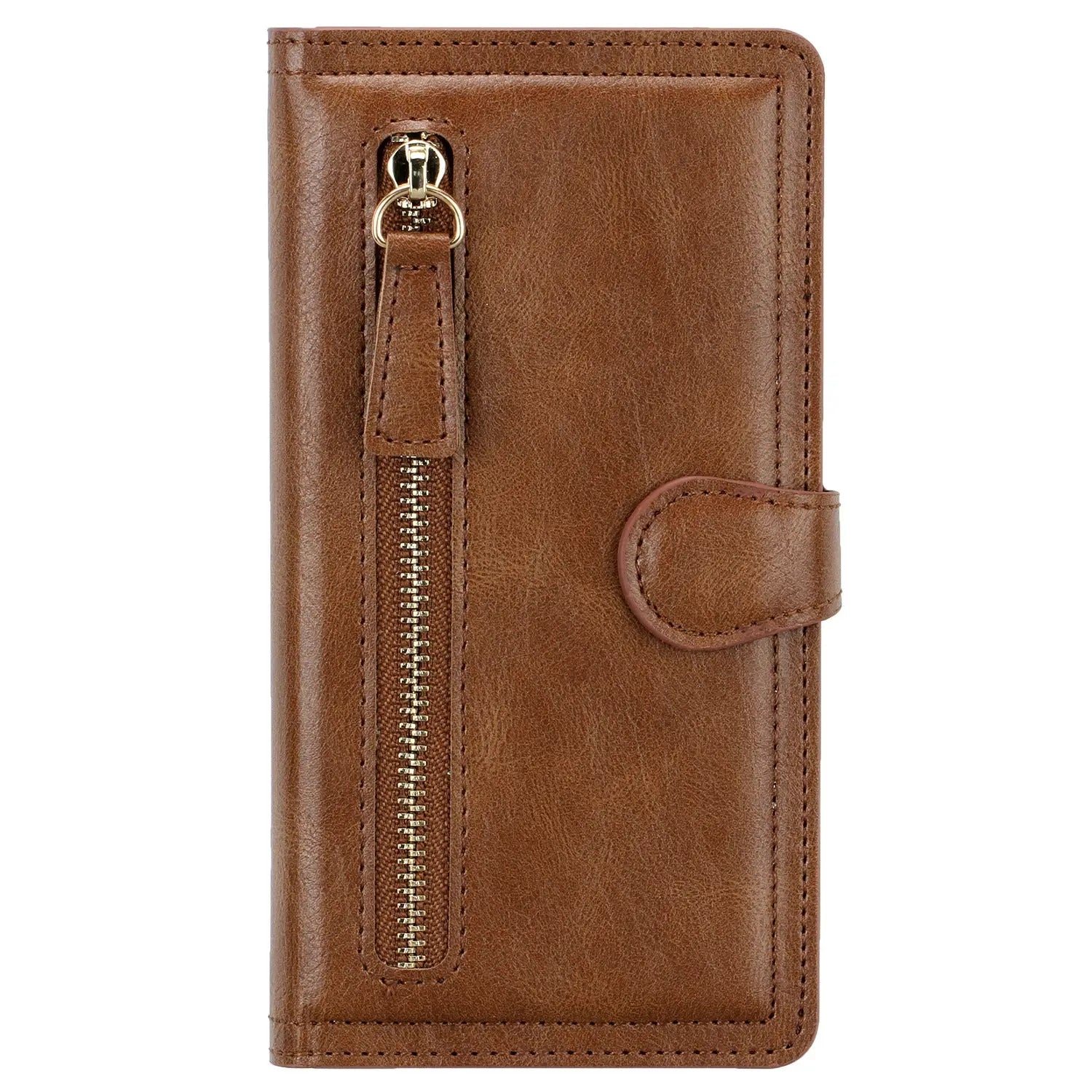 Coque de Téléphone Cuir Zippé ZALTAN Coffee-IPhone XR