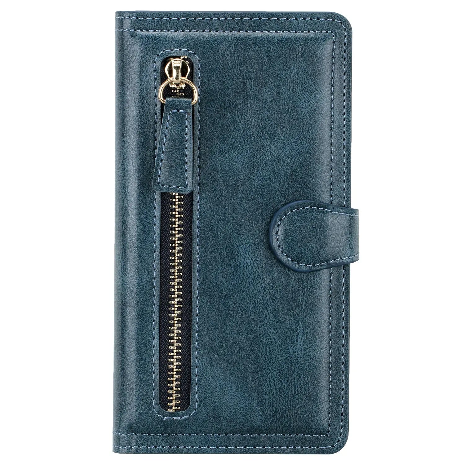 Coque de Téléphone Cuir Zippé ZALTAN Blue-IPhone XS