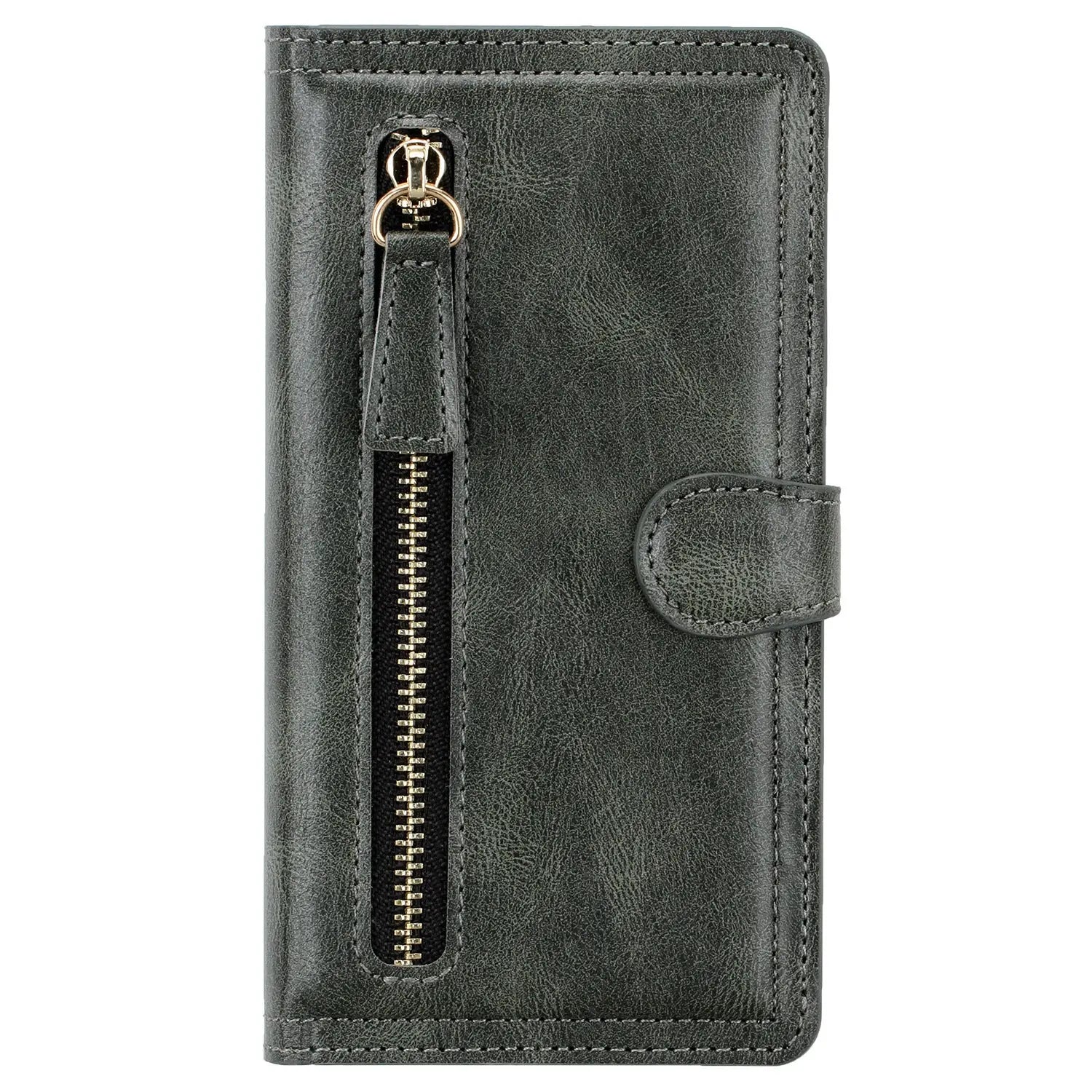 Coque de Téléphone Cuir Zippé ZALTAN Grey-IPhone XS