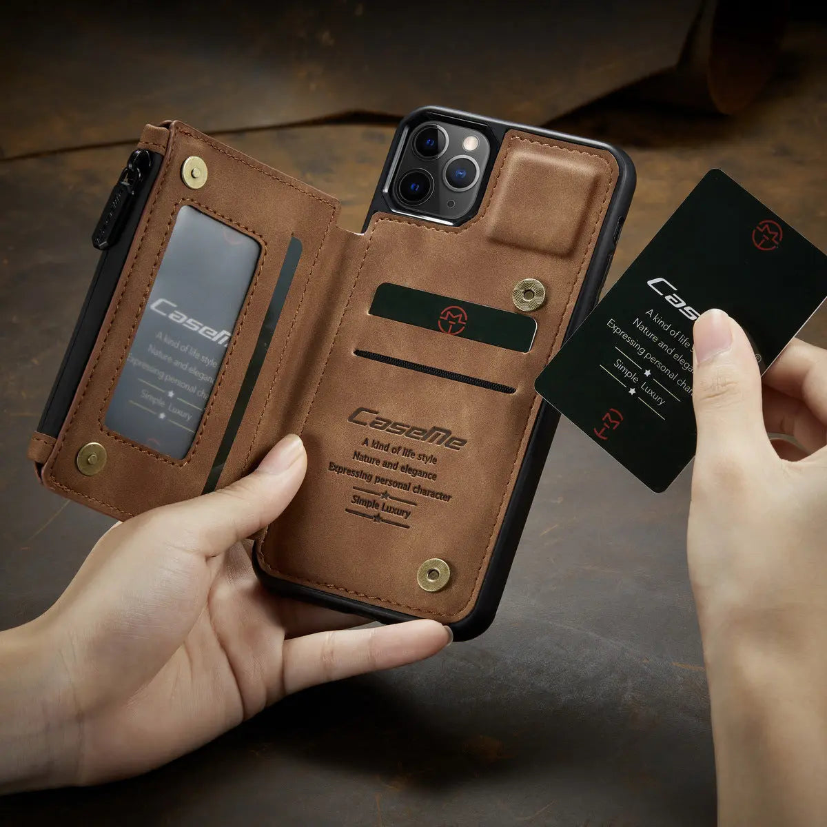 Coque de Téléphone Élégante TRIO Brown-IPhone13 Pro Max