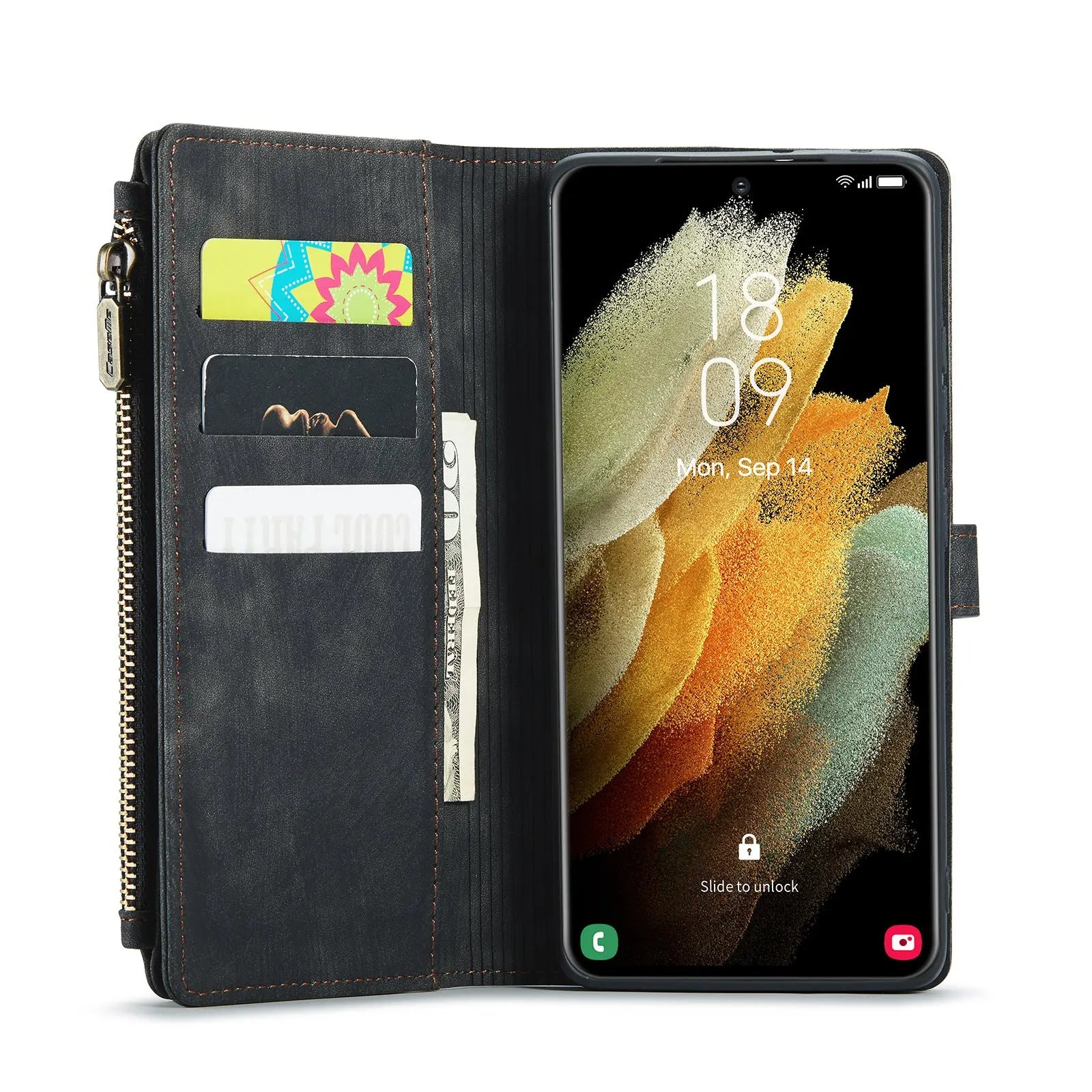 Coque de Téléphone Flip Cuir SAMNOTE Black-A12
