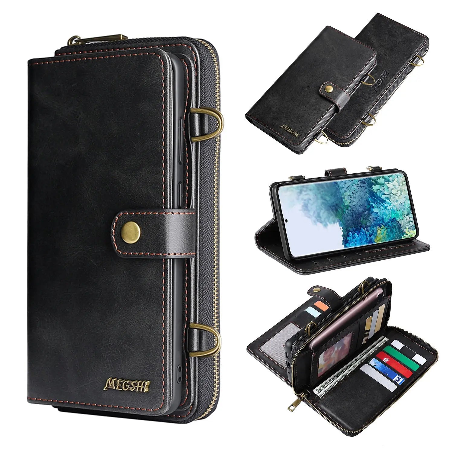 Coque de Téléphone Flip PU MEGSHI Black-IPhone XS Max