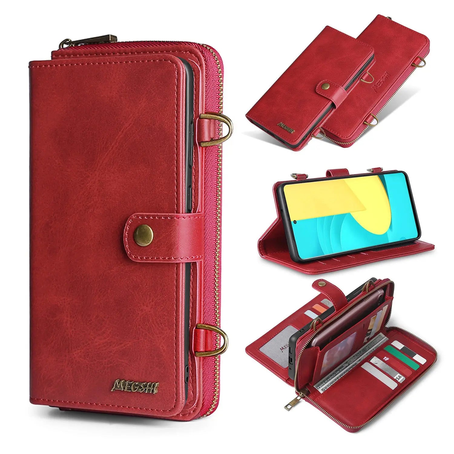 Coque de Téléphone Flip PU MEGSHI Red-Iphone 6Plus/6Splus