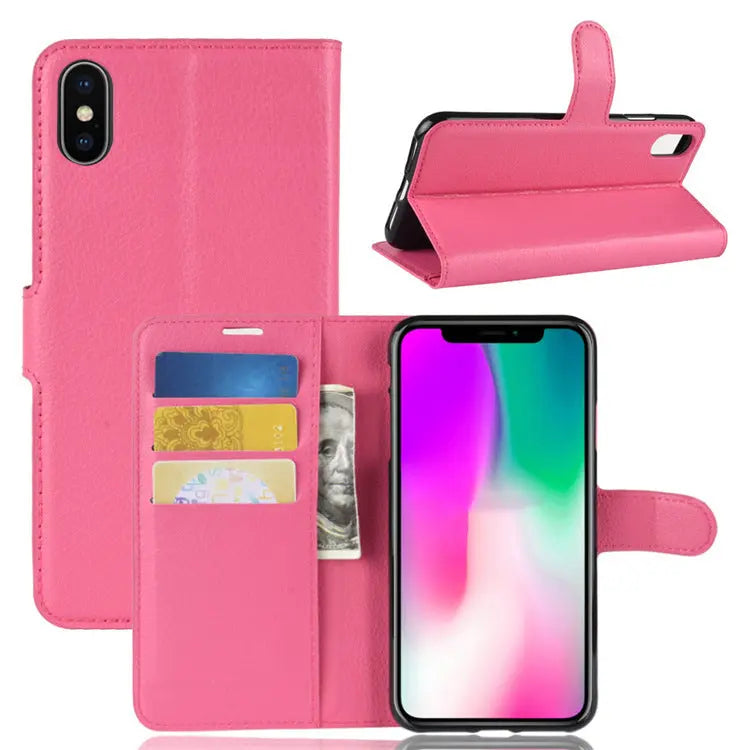 Coque de Téléphone Luxe LITCHI Rose Red-Iphone 11Pro