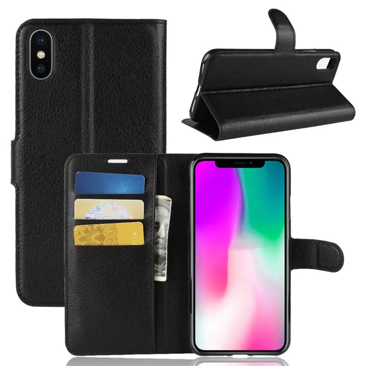 Coque de Téléphone Luxe LITCHI Black-Iphone13