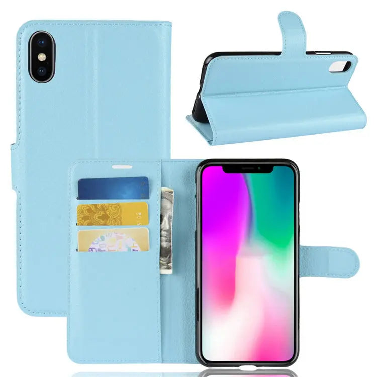 Coque de Téléphone Luxe LITCHI Blue-Iphone 11Pro