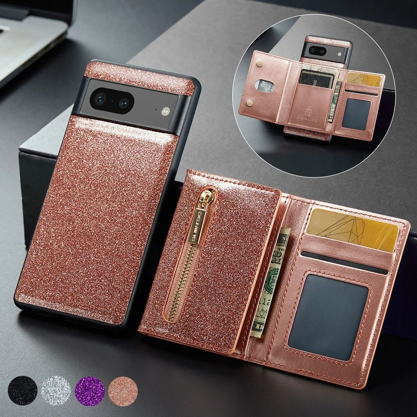 Coque de Téléphone Magnetique Lambskin LUNAR Rose Gold-IPhone14Pro Sets Of 3