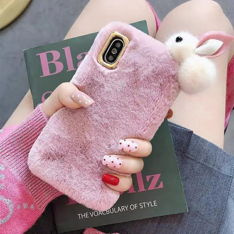 Coque de Téléphone Peluche Douce HARA Pink-IphoneXSMAX