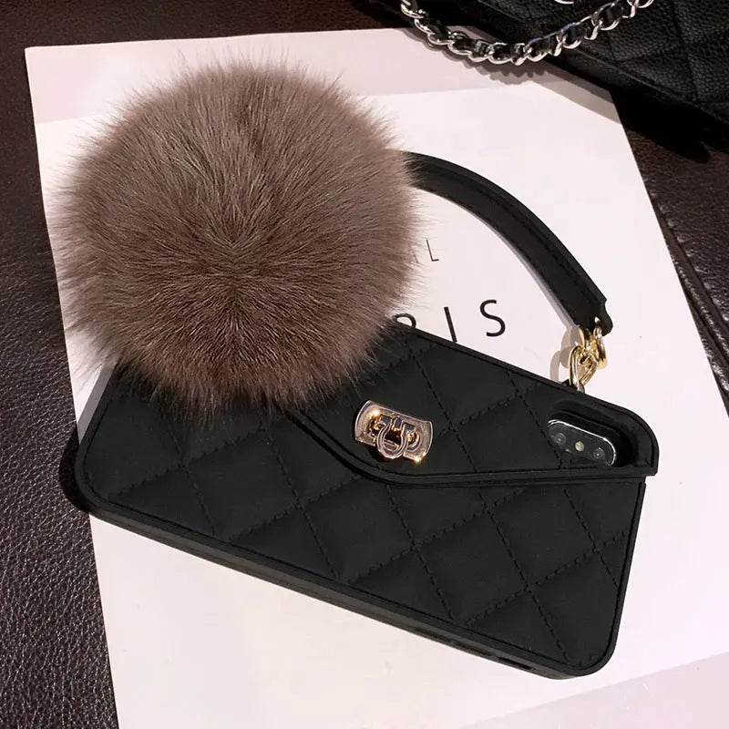 Coque de Téléphone Peluche Élégante FLUFFY Black-IPhoneX