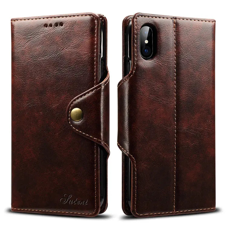 Coque de Téléphone Portefeuille NAVIO Brown-iPhoneX