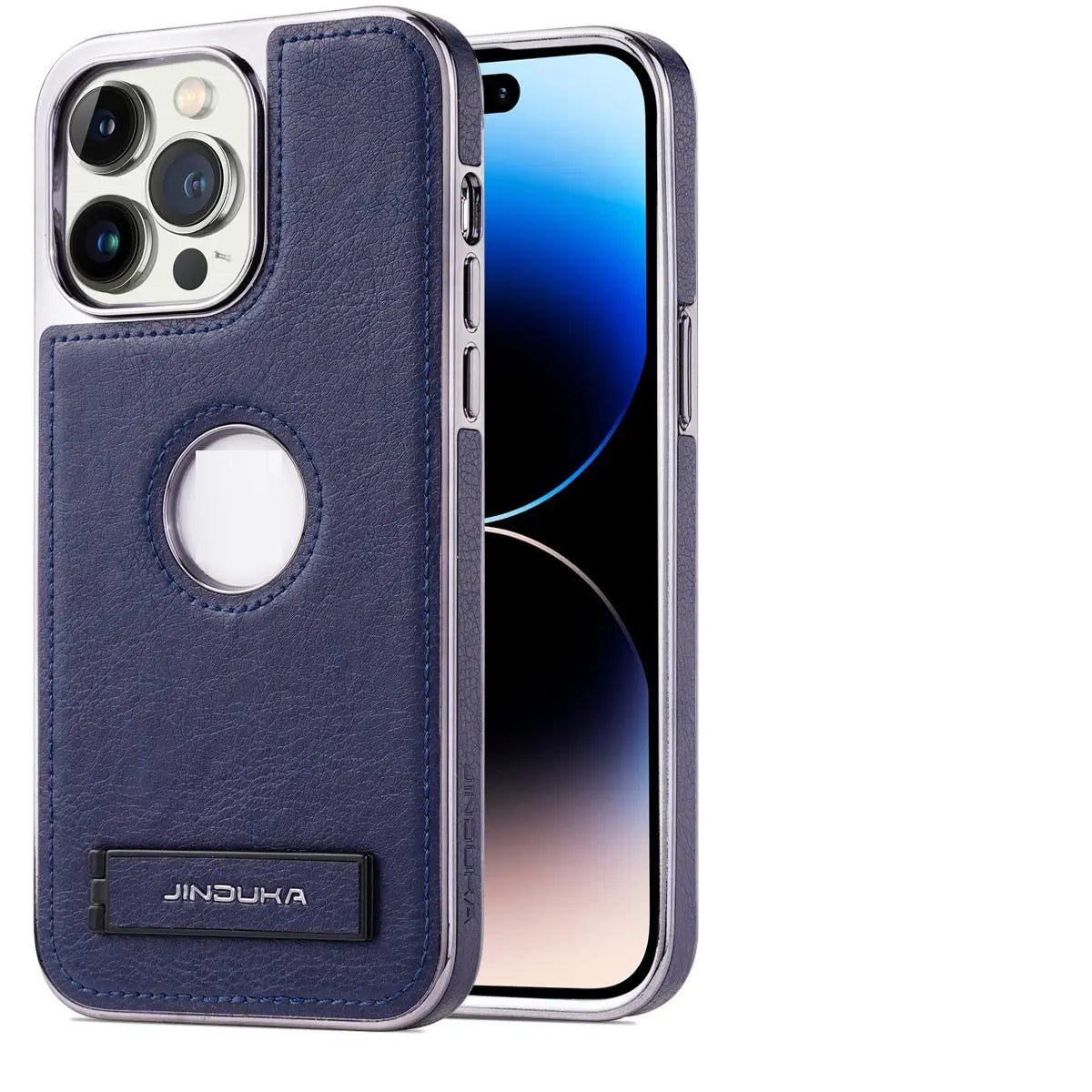 Coque de Téléphone Résistante LEATHAX Navy Blue-IPhone 13