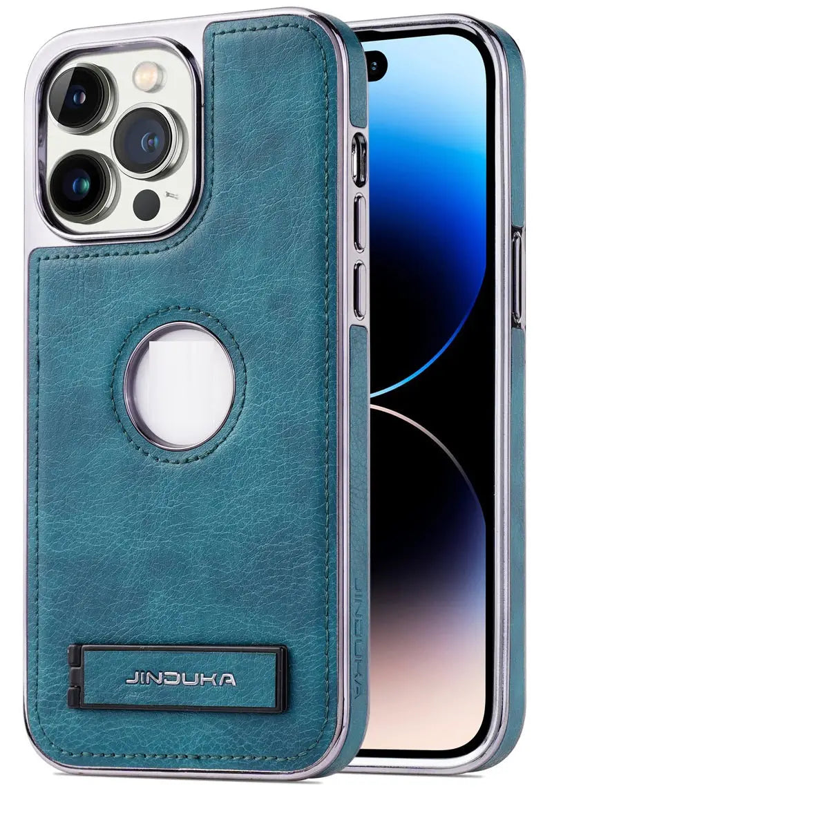 Coque de Téléphone Résistante LEATHAX Dark Green-IPhone 14pro