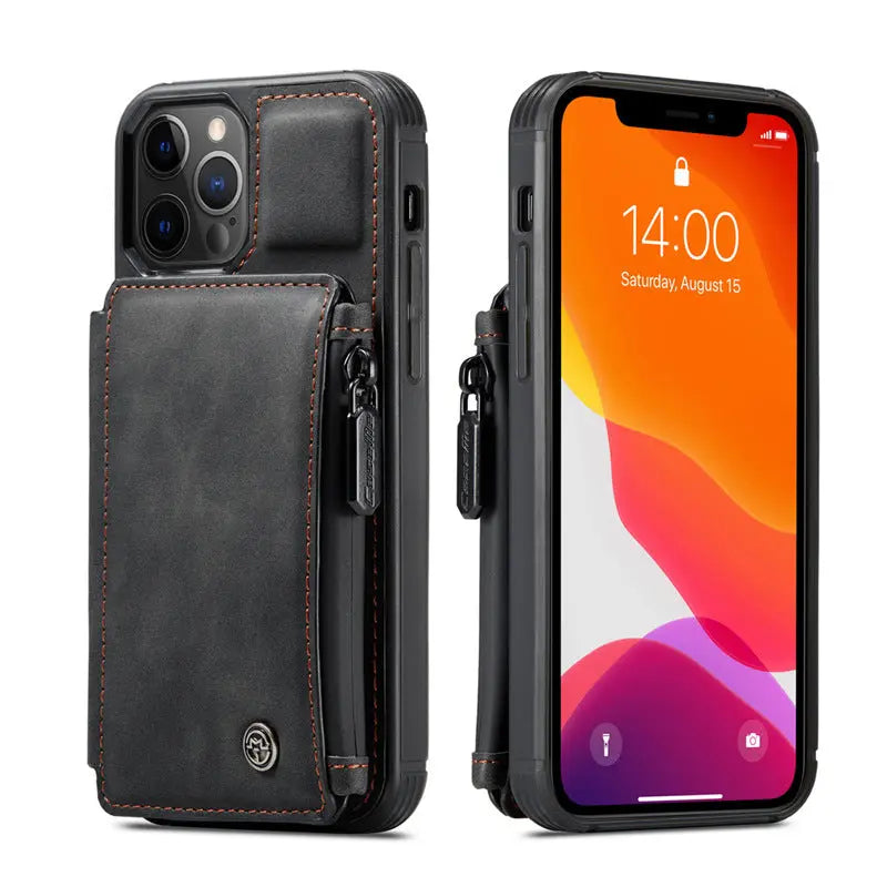 Coque de Téléphone Rétro Multifonction ZEPHYR Black-iPhoneX/XS