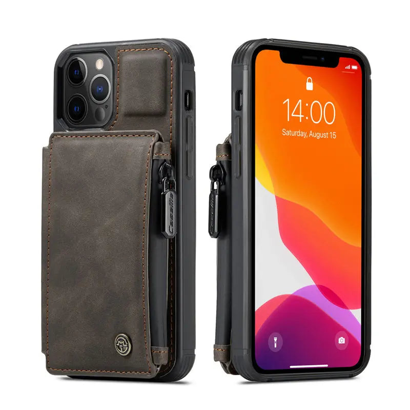 Coque de Téléphone Rétro Multifonction ZEPHYR Brown-Samsung S10