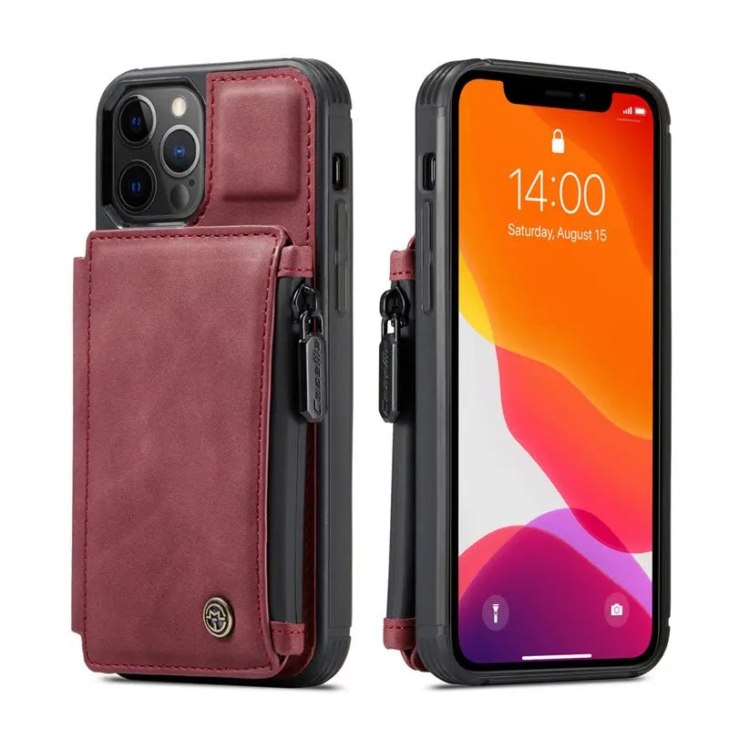 Coque de Téléphone Rétro Multifonction ZEPHYR Red-IPhone XR
