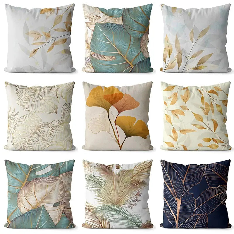 Coussin Ginkgo Géométrique POLYZEN Housse de France