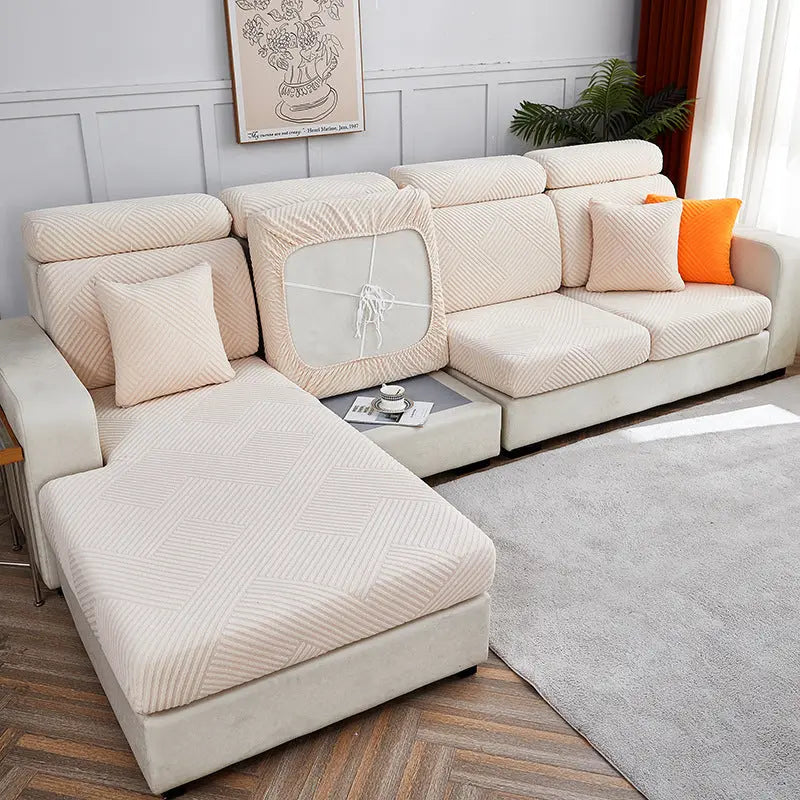 Housse Assise Canapé Extensible ZENOA Beige-enlarge Double person