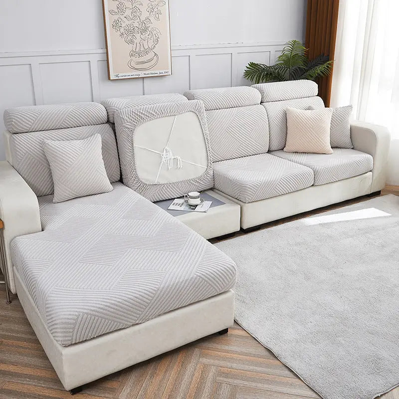Housse Assise Canapé Extensible ZENOA Light Gray-Big Headrest