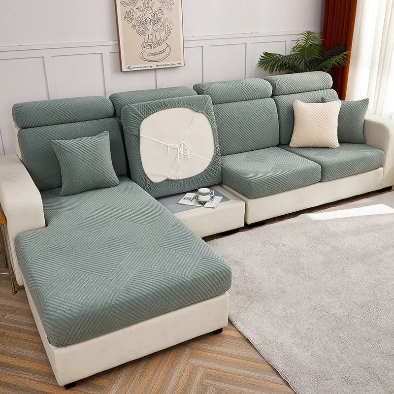 Housse Assise Canapé Extensible ZENOA Pine Green-enlarge Four people