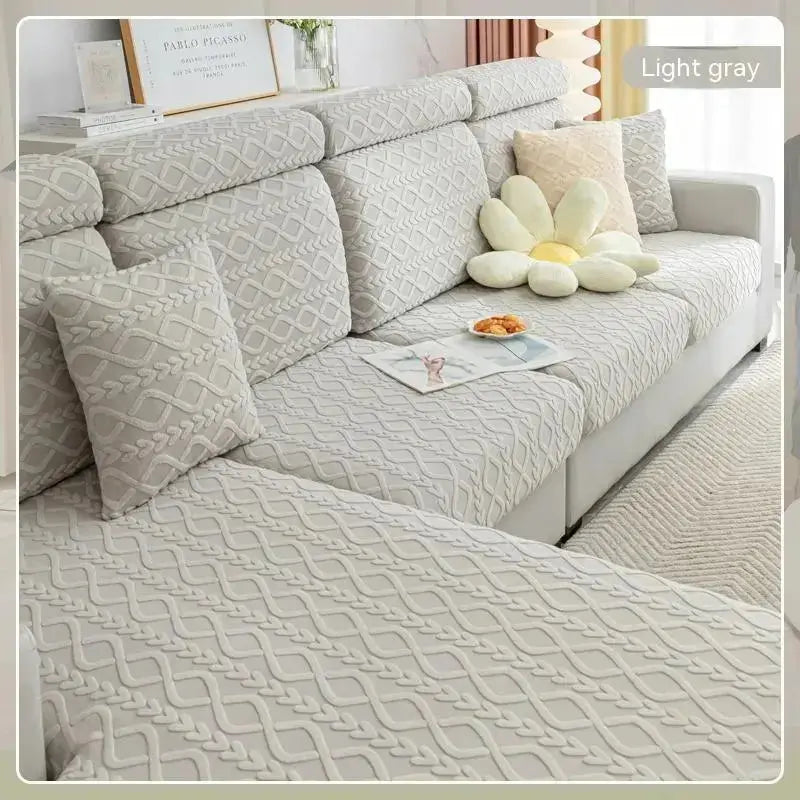 Housse Assise Canapé Élastique JACQUAARD Qingbo Light Gray-S 30to40x60to80x5to20cm