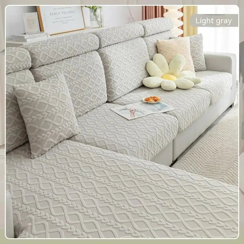 Housse Assise Canapé Élastique JACQUAARD Qingbo Light Gray-45x 45 Pillowcase