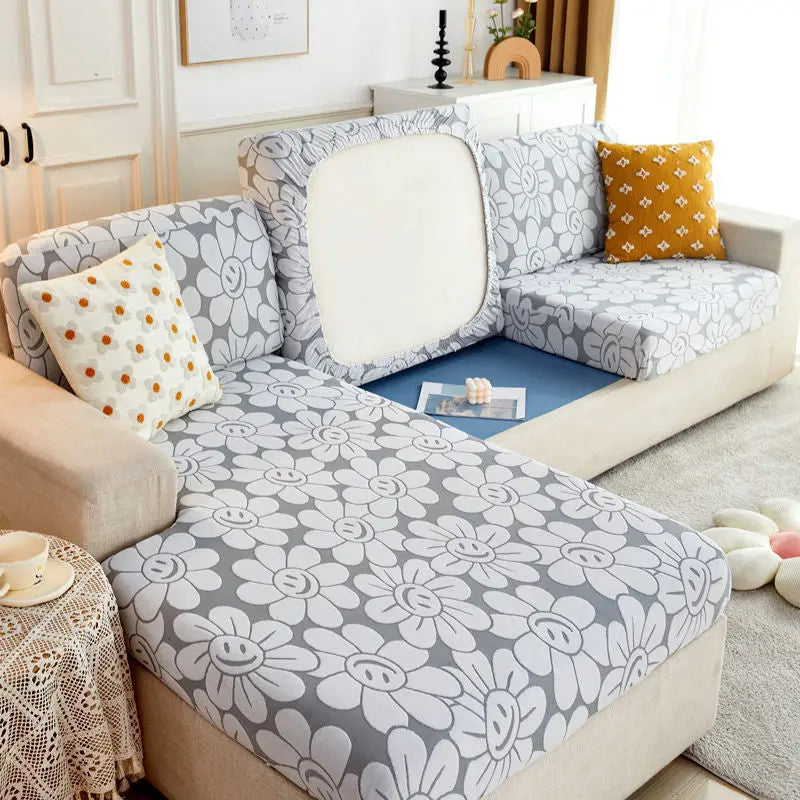Housse Assise Canapé Étanche JACQARD Sunflower grey white-Double
