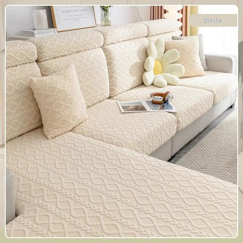 Housse Assise Canapé Velvet JACQUA Qingbo Beige-L 65to85x135to165x5to20cm